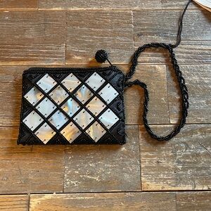 Mad by Design Handmade Mother of Pearl & Natural Horn Mini Beaded Wristlet🖤